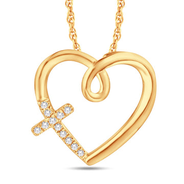 10KT Yellow Gold 0.04 Carat Heart Pendant-0825944-YG