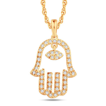 10KT All Yellow Gold 0.16 Carat Hamsa Pendant-0825948-ALY