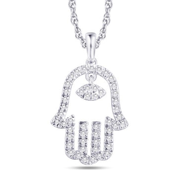 10KT White Gold 0.16 Carat Hamsa Pendant-0825948-WG