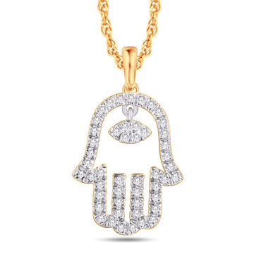 10KT Yellow Gold 0.16 Carat Hamsa Pendant-0825948-YG