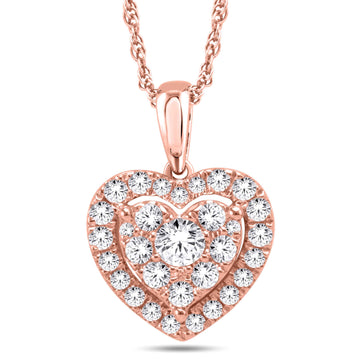 10KT All Rose Gold 0.25 Carat Heart Pendant-0825987-ALR