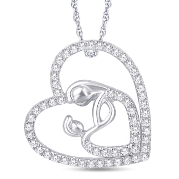 10KT White Gold 0.15 Carat Heart Pendant-0826822-WG