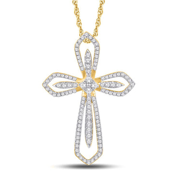 10KT Yellow Gold 0.40 Carat Cross Pendant-0826833-YG