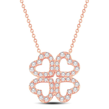 10KT All Rose Gold 0.30 Carat Four Heart's Pendant-0826859-ALR