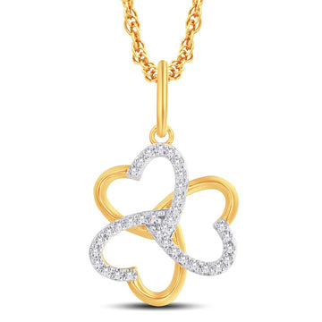 10KT Yellow Gold 0.10 Carat Three Heart's Pendant-0826860-YG