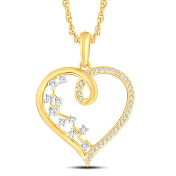 10KT Two-Tone (Yellow and White) Gold 0.14 Carat Heart Pendant-0826863-YW