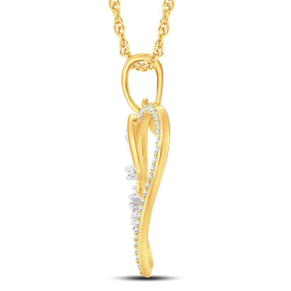 10KT Two-Tone (Yellow and White) Gold 0.14 Carat Heart Pendant-0826863-YW