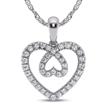 10KT White Gold 0.21 Carat Heart Pendant-0826864-WG