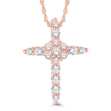 10KT All Rose Gold 0.50 Carat Cross Pendant-0826970-ALR