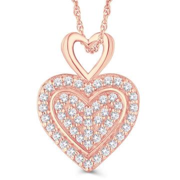 10KT All Rose Gold 0.15 Carat Heart Pendant-0826975-ALR