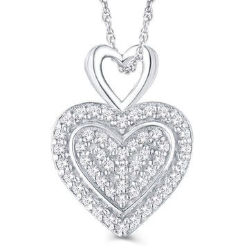 10KT White Gold 0.15 Carat Heart Pendant-0826975-WG