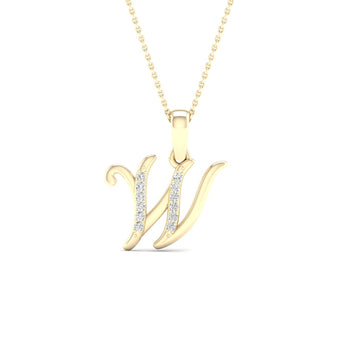 10KT Yellow Gold 0.04 Carat Initial (W) Pendant-0827380-YG