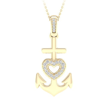 10KT Yellow Gold 0.06 Carat Anchor Pendant-0827411-YG