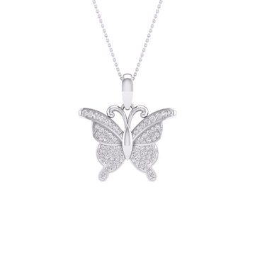 10KT White Gold 0.25 Carat Butterfly Pendant-0827947-WG