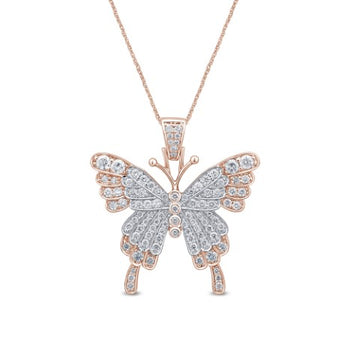 10KT Two-Tone (Rose and White) Gold 1.00 Carat Butterfly Pendant-0829278-RW