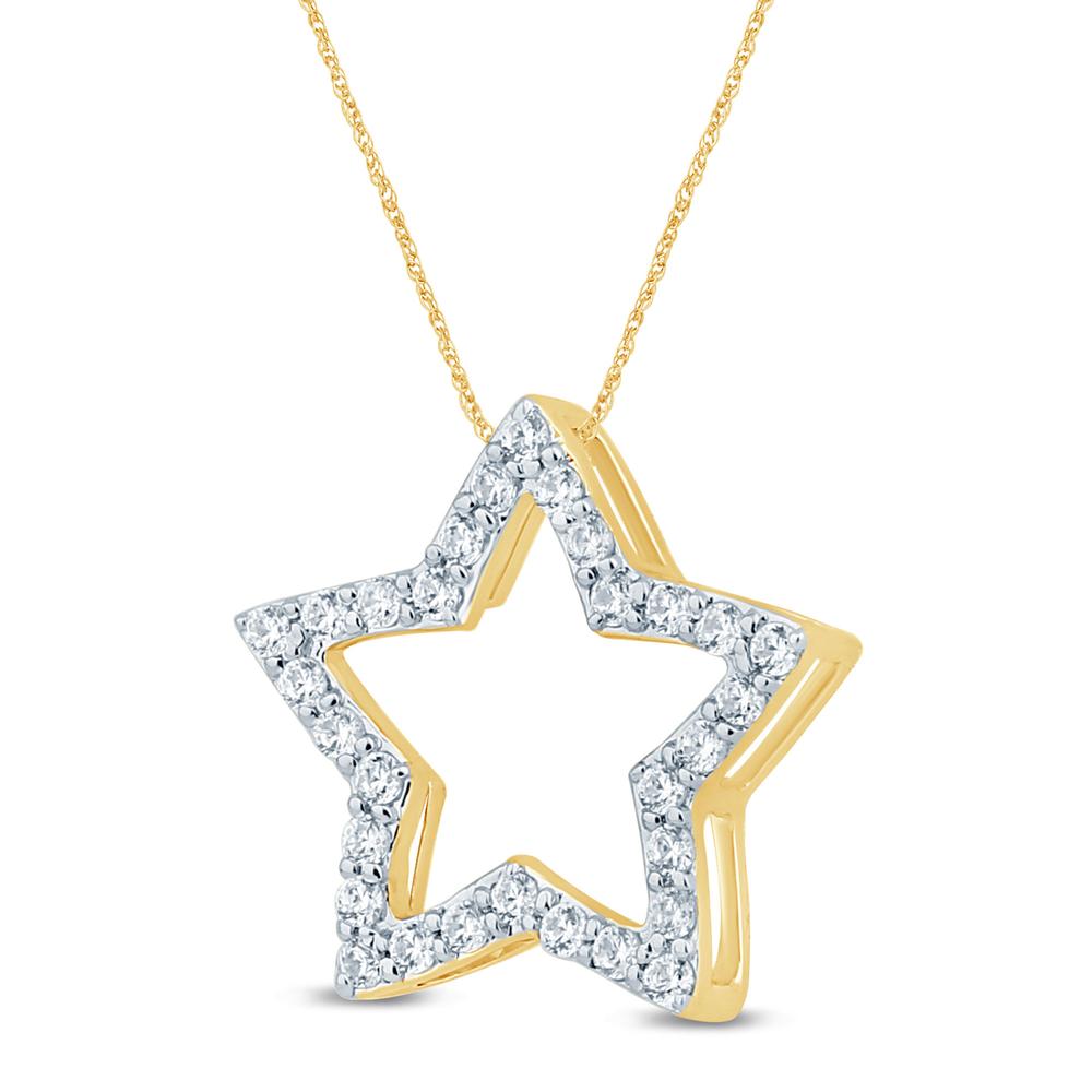 10KT Two-Tone (Yellow and White) Gold 0.17 Carat Star Pendant-0829295-YW