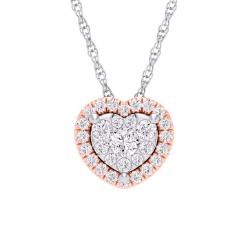 10KT Two-tone (Rose and White) Gold 0.25 Carat Heart Pendant-0829298-RW