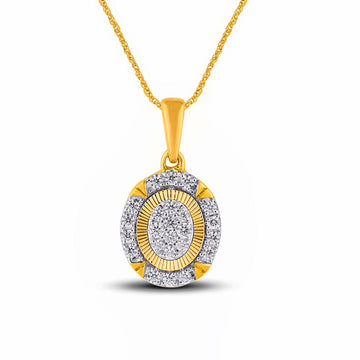 10KT Two-Tone (Yellow and White) Gold 0.20 Carat Oval Pendant-0829302-YW