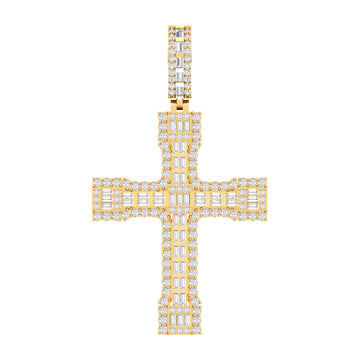 10KT Two-Tone (Yellow and White) Gold 1.75 Carat Cross Pendant-0830008-YW