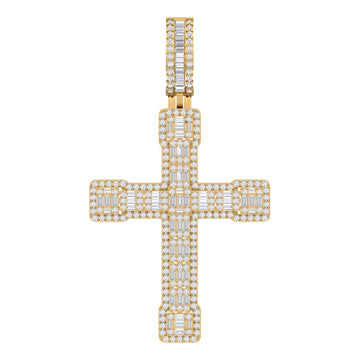 10KT Two-Tone (Yellow and White) Gold 2.08 Carat Cross Pendant-0830014-YW