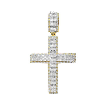 10KT Two-Tone (Yellow and White) Gold 2.35 Carat Cross Pendant-0830016-YW