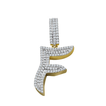 10KT Two-Tone (Yellow and White) Gold 0.78 Carat Initial (F) Pendant-0830026-YW