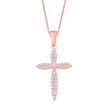 10KT Rose Gold 0.24 Carat Cross Pendant-0832084-RG