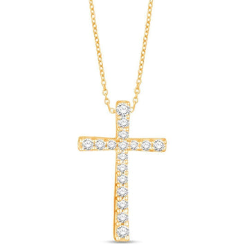 10KT Yellow Gold 0.15 Carat Cross Pendant-0832153-YG