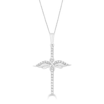 10KT White Gold 0.33 Carat Angel Cross Pendant-0832179-WG