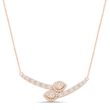 10KT All Rose Gold 0.86 Carat Pear Bypass Pendant With Chain-0832212-ALR