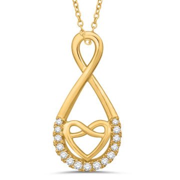 10KT Yellow Gold 0.09 Carat Infinity Heart Pendant-0832775-YG