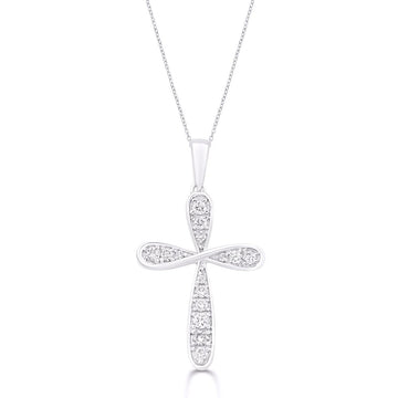 10KT White Gold 0.21 Carat Infinity Cross Pendant-0832922-WG