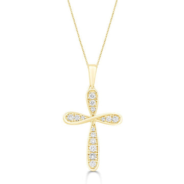 10KT Yellow Gold 0.21 Carat Infinity Cross Pendant-0832922-YG