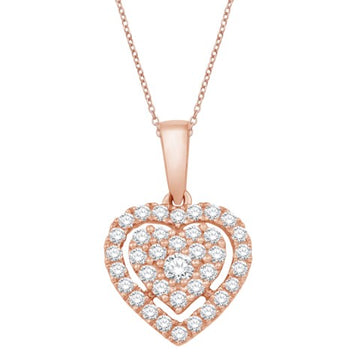 10KT Rose Gold 0.32 Carat Heart Pendant-0832936-RG