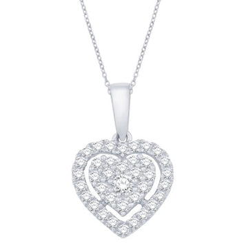 10KT White Gold 0.32 Carat Heart Pendant-0832936-WG