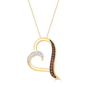 10KT Yellow Gold 0.12 Carat Brown Diamond Heart Pendant-0832970-YG