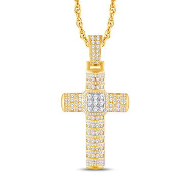 10KT Two-Tone (Yellow and White) Gold 1.85 Carat Cross Hiphop-1025783-YW