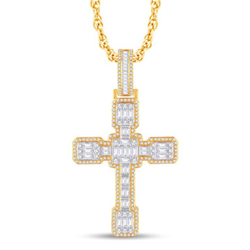 10KT Two-Tone (Yellow and White) Gold 1.50 Carat Cross Hiphop-1025784-YW