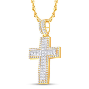 10KT Two-Tone (Yellow and White) Gold 3.33 Carat Cross Hiphop-1025791-YW