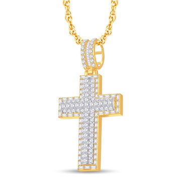 10KT Two-Tone (Yellow and White) Gold 2.50 Carat Cross Hiphop-1025792-YW