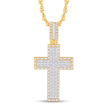 10KT Two-Tone (Yellow and White) Gold 2.33 Carat Cross Hiphop-1025797-YW