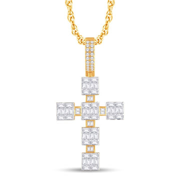 10KT Two-Tone (Yellow and White) Gold 1.40 Carat Cross Hiphop-1026231-YW