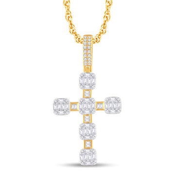 10KT Two-Tone (Yellow and White) Gold 1.50 Carat Cross Hiphop-1026233-YW