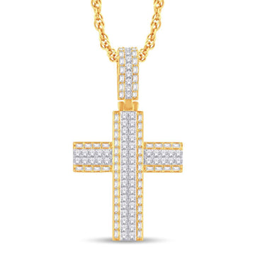 10KT Two-Tone (Yellow and White) Gold 1.83 Carat Cross Hiphop-1026242-YW