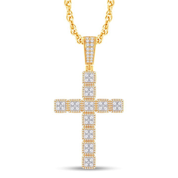 10KT Two-Tone (Yellow and White) Gold 1.85 Carat Cross Hiphop-1026243-YW