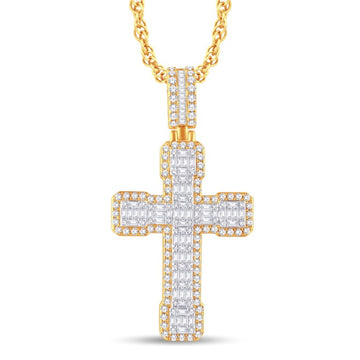 10KT Two-Tone (Yellow and White) Gold 3.00 Carat Cross Hiphop-1026254-YW