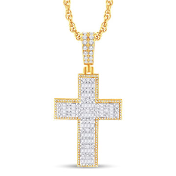 10KT Two-Tone (Yellow and White) Gold 2.00 Carat Cross Hiphop-1026255-YW