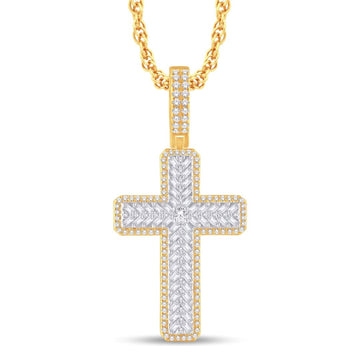 10KT Two-Tone (Yellow and White) Gold 1.30 Carat Cross Hiphop-1026297-YW