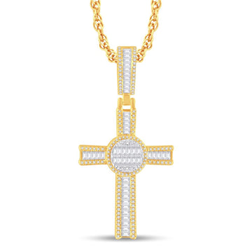 10KT Two-Tone (Yellow and White) Gold 1.48 Carat Cross Hiphop-1026305-YW