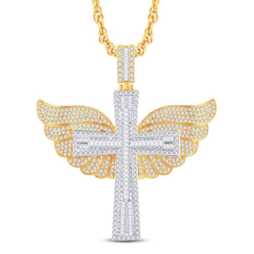 10KT Two-Tone (Yellow and White) Gold 5.47 Carat Cross with Wings Hiphop-1026313-YW